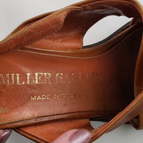 Vintage Leather Sandals Block Heel I.Miller Brown Small Platform In Box Good - Picture 8 of 12